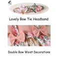thumbnail image 6 of PULLIMORE Newborn Baby Girl Summer Clothes Set Ruffle Sleeve Floral Romper + Suspender Skirt with Headband (6-9 Months, Pink), 6 of 7