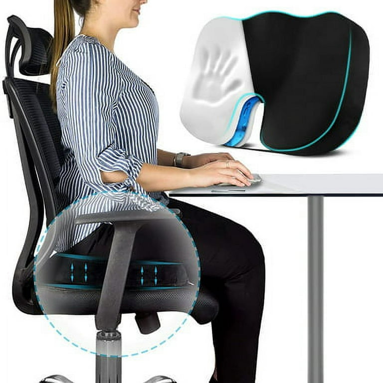 Seat Cushion for Desk Chair - Back Pain, Tailbone Relief, Coccyx, Butt, Hip  Support - Ergonomic Office Chair Sciatica Car Pillow