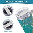 thumbnail image 5 of SKYSONIC Insulated Tumblers with Lids and Straws Handles 40oz Water Bottle Teal Gold Texture Geometric Travel Mug Reusable Stainless Steel Thermos Vacuum, 5 of 7