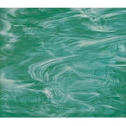 OCEANSIDE STAINED/FUSING GLASS SHEETS - TEAL GREEN/WHITE FUSIBLE (Small 8" x 12")