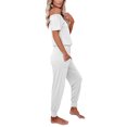 thumbnail image 3 of Honganda Women Solid Color Clothes Set, Off-shoulder Tops+Drawstring Long Pants, 3 of 8