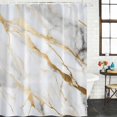 thumbnail image 2 of Marble White Gold Bathroom Shower Curtains with 12 Hooks Polyester Waterproof Shower Curtain for Stalls and Bathtubs Abstract Simple Marble Geometric Decorative Bathroom Privacy Curtain 66x72 Inches, 2 of 8