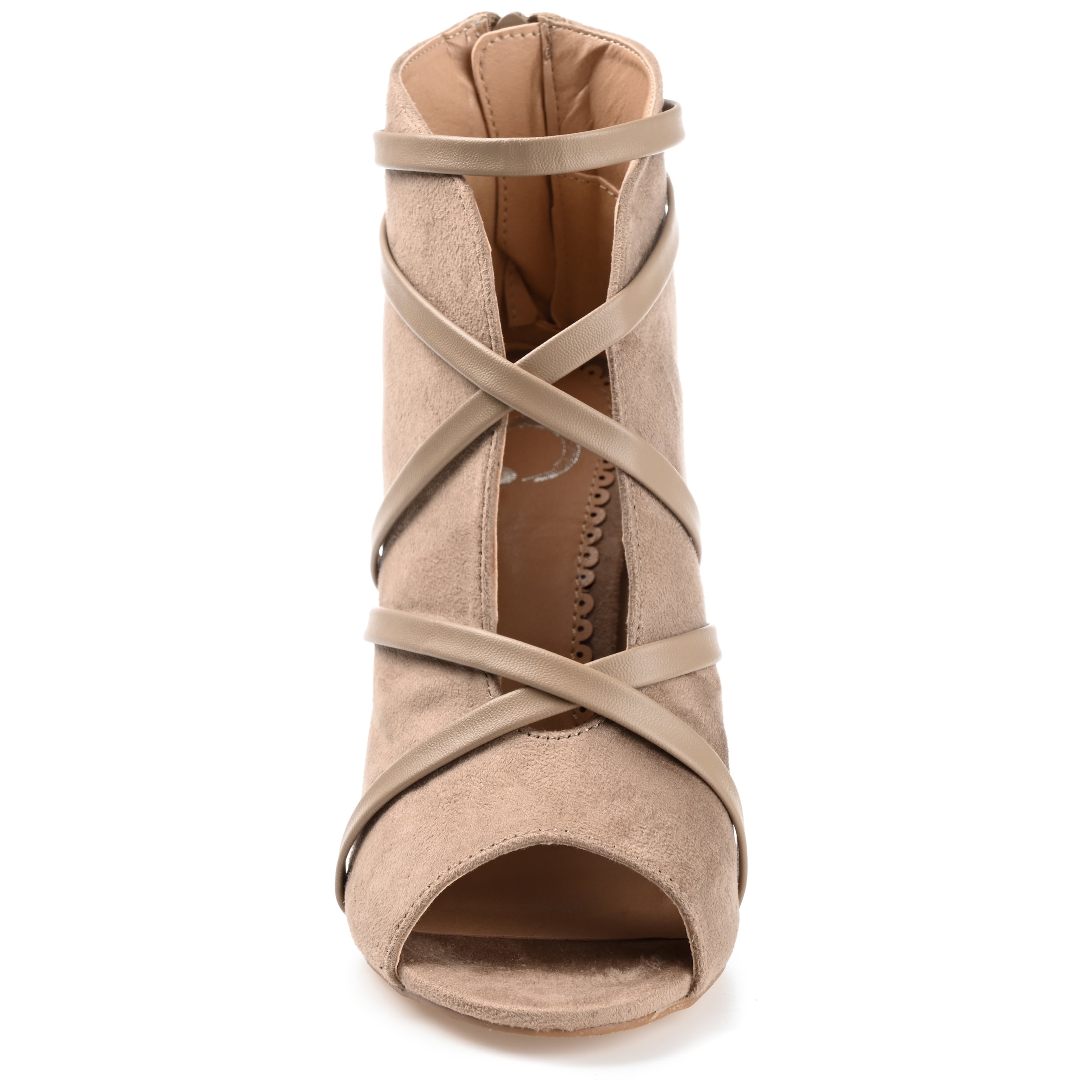 Journee Womens Samara Back Heel Zip Peep Toe Stiletto Booties, Widths Available