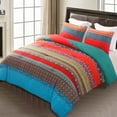 thumbnail image 3 of Exclusivo Mezcla 3-Piece Bohomian King Size Comforter Set, Microfiber Bedding Down Alternative Comforter for All Seasons with 2 Pillow Shams, Boho Blue, 3 of 7