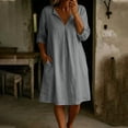thumbnail image 2 of Dresses for Women Jerdar Womens Linen Shirt Dress Summer Casual Short Sleeve Button Down Beach Cover Up Shirts with Pockets L, 2 of 6
