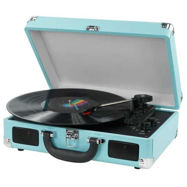 DIGITNOW Bluetooth Record Player 3 Speeds Turntable with Builtin Stereo Speakers, Suitcase