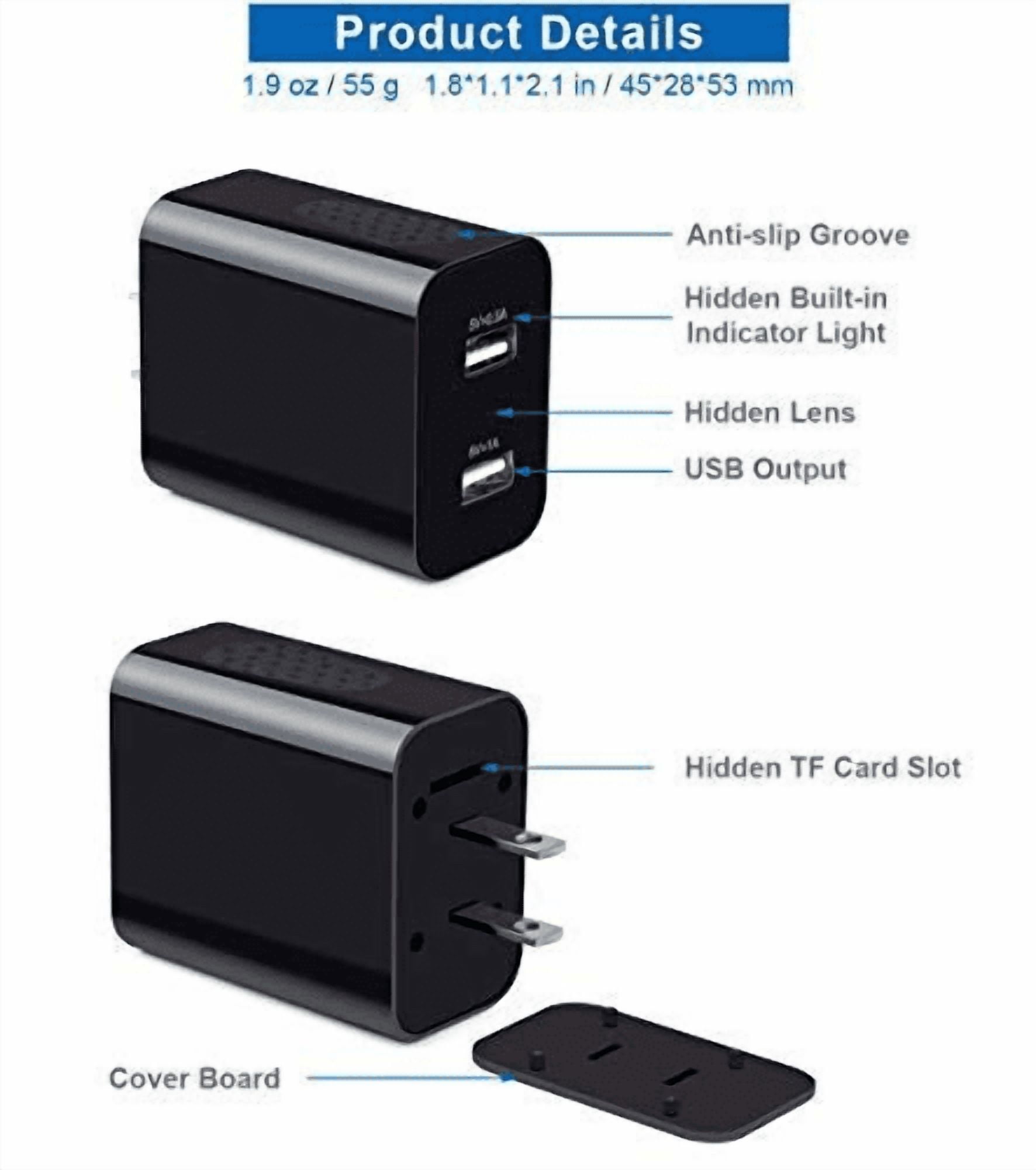 CAMDUCK Mini 1080P Camera Charger - Wireless Camera - WiFi Tiny USB Charger Camera, Small Nanny Cam for Indoor Home Security