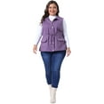 thumbnail image 3 of DARING DIVA Women's Plus Cargo Drawstring Waist Sleeveless Jacket 3X Purple, 3 of 6