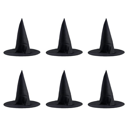 6 Pcs Halloween Steeple Witch Hat Classic Black Magic Cap Party Props Accessories
