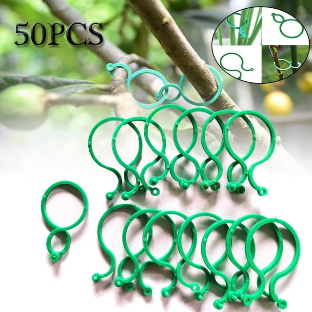 Clips de soporte para plantas de jardín | Ataduras y clips para sujetar tallos | Paquete de 50 clips reutilizables de plástico PP para el cuidado de plantas (tomates, pepinos, rosas)
