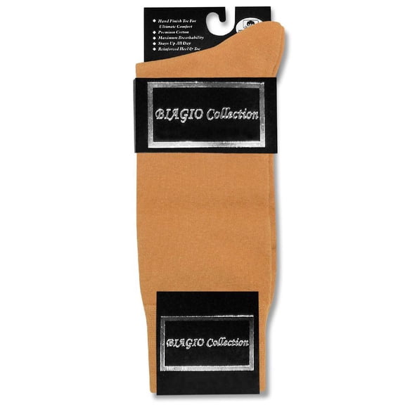 1 Pair of Biagio Solid GOLD Color Men's COTTON Dress SOCKS