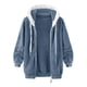 thumbnail image 4 of Gibobby Abrigo de peluche para mujer, Abrigos de piel para mujer, chamarra de piel de oveja mullida para mujer, chamarra de forro polar con capucha y cierre(Azul,G), 4 of 4