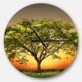 thumbnail image 1 of DesignArt Green Tree against Setting Sun Large Wall Clock, 1 of 2