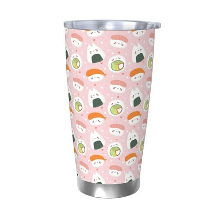 

Ocsxa Cute Sushi (2) Pattern 20oz Travel Coffee Mug with Flip Lid Stainless Steel Insulated Insulated Coffee Mug Thermal Cup with Splash Proof Sliding Lid-Without Straw