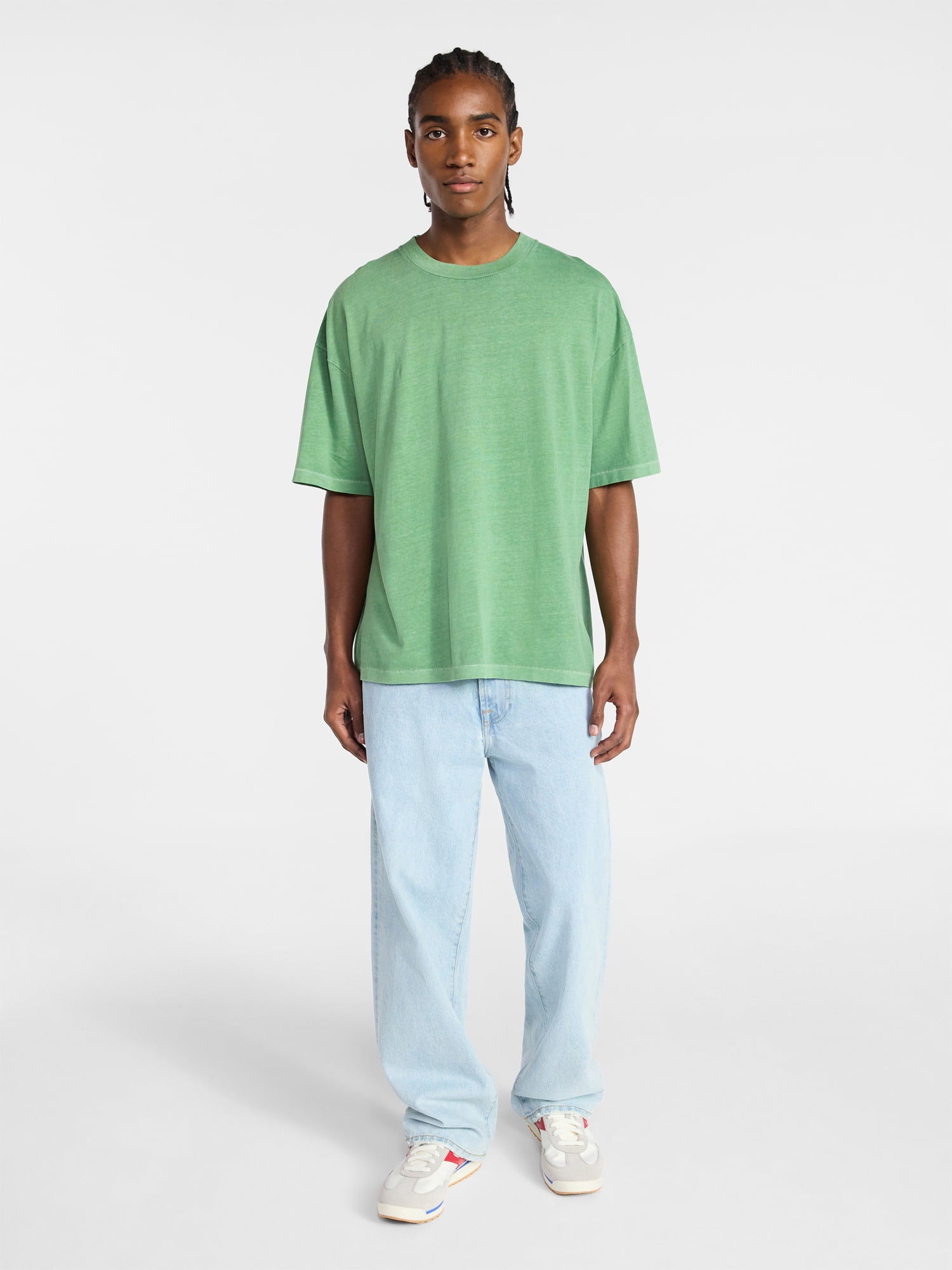 No Boundaries Men's Oversized Boxy Tee with Short Sleeves, XS-4XLT