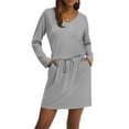 thumbnail image 4 of Dresses for Women 2025 Casual Long Sleeve Dress Trendy Fall Fashion Cozy Travel Outfits Gray XL, 4 of 4