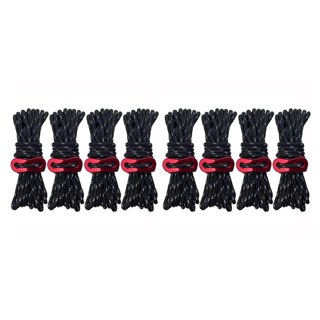 ziyahi 4X Corde de Tente Randonnée Fil Fournitures de Camping Structure Solide Équipement d'Escalade Multifonctionnel Corde de Tente Extérieure Noir 2Ensemble