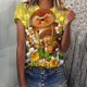 thumbnail image 2 of Camiseta de manga corta con cuello redondo y estampado informal de verano para mujer Pompotops hfajkhk135012, 2 of 5