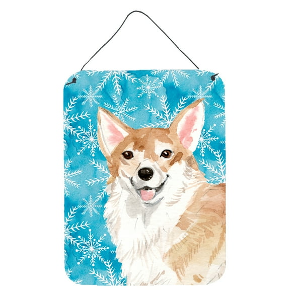 Carolines Treasures BB9449DS1216 Corgi Winter Wall or Door Hanging Prints 12WX16H multicolor