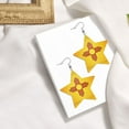 thumbnail image 4 of Leather Star Hook Earrings Flag Of New Mexico Print Earring Dangle Drop Earring For Women, 4 of 6