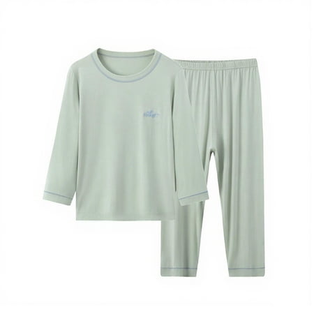 AHTJRT Kids Unisex Loungwear Outfits Cozy Soft Long Sleeve Top and Bottoms Set Sleepwear Nightwear 2 Pieces Fall Spring Pjs Set Green 11-12 Years AHTJRT Kids Unisex Loungwear Outfits Cozy Soft Long Sleeve Top and Bottoms Set Sleepwear Nightwear 2 Pieces Fall Spring Pjs Set Green 11-12 Years
