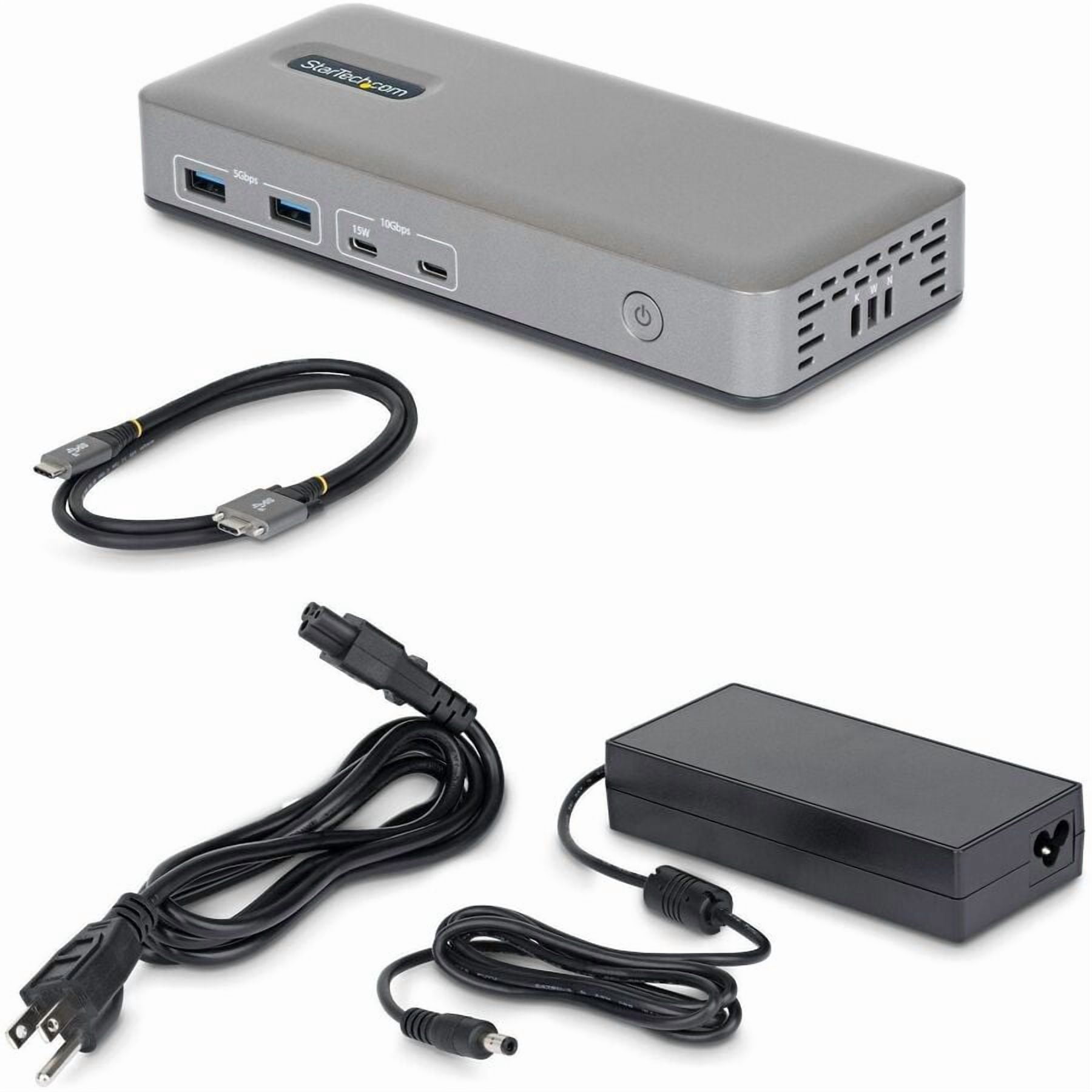 StarTech Dual-Monitor USB-C Docking Station, DisplayPort, 4K 60Hz, 100W Laptop Charging, 1GbE, Driverless, Multi-Monitor Dock