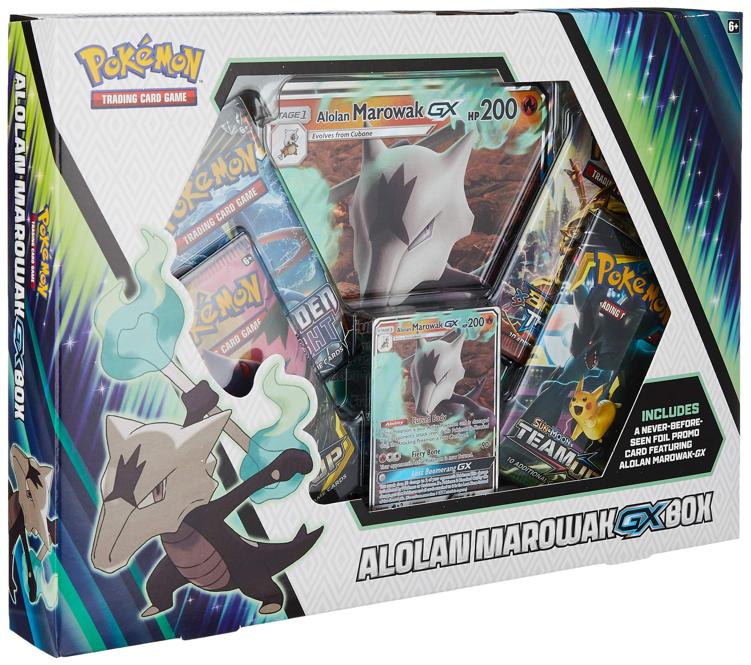 Pokemon Sun and Moon 10 Alolan Marowak GX Box- 4 Pokemon Trading Card Booster Packs | 1 foil + 1 oversize card featuring Alolan Marowak-GX
