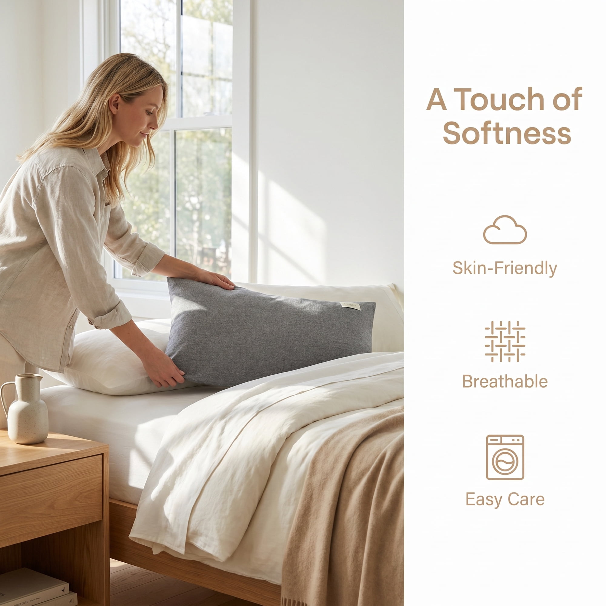 Unique Bargains 2Pcs Cotton Wrinkle Resistant Durable Pillowcase Queen Gray C