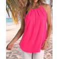 thumbnail image 4 of Womens Pleated Tank Tops Spaghetti Strap Camisole Halter Tops Curved Hem Fashion 2025 Rose Red XXL, 4 of 9