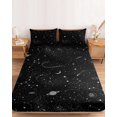 thumbnail image 2 of Twin XL Size Fitted Sheet Set - Black Cosmic 2 Piece Bedding Sets 16" Deep Pocket Fitted Sheet with 1 Pillowcases, Mystical Grey Planet Universe Abstract Brushed Microfiber Hotel Luxury Bed Sheets, 2 of 9