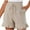Khaki, variant on Summer Fashion Womens Shorts Plus Size Comfy Drawstring Casual Elastic Waist Pocket Streak Printing Loose Pants