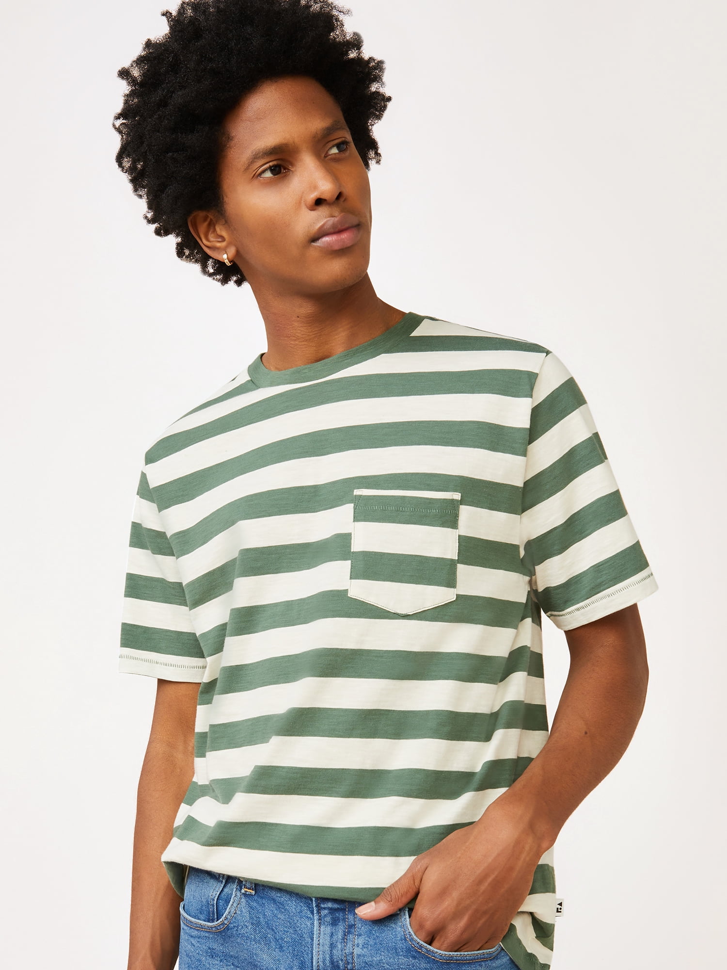 Free Assembly Men's Short Sleeve Striped Pocket T-Shirt - Walmart.com