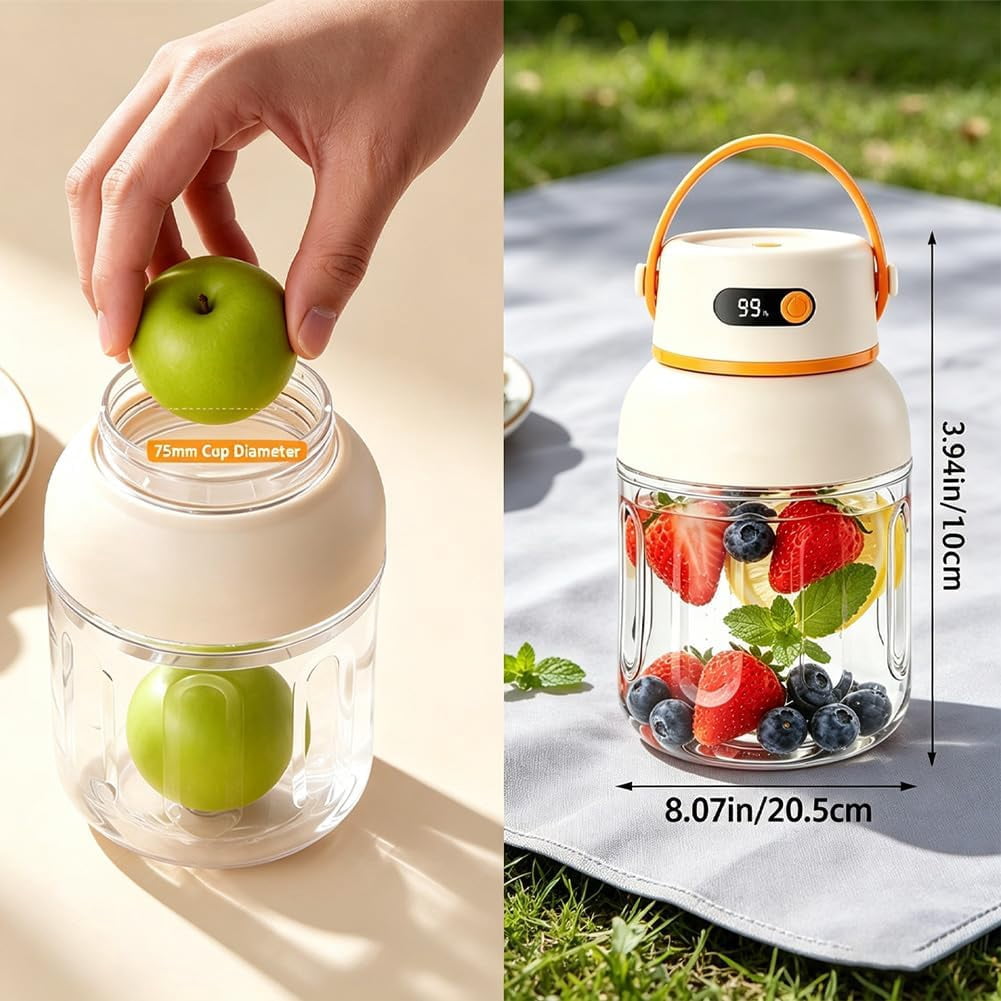 Portable Electric Juicer Cup with Zero Cord Hassle, USB-C Rechargeable Personal Blender, High Speed Smoothie Maker, Automatic Cleaning with Straw and Two Lids (1pc)