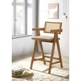 thumbnail image 2 of Kane Woven Rattan Wood Bar Chair Light Walnut (Set of 2), 2 of 14