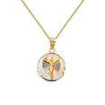 thumbnail image 1 of Pendentif Crucifix Rond en Or 14 Carats avec Chaîne de Blé Carrée de 0,80 Mm, 1 of 3