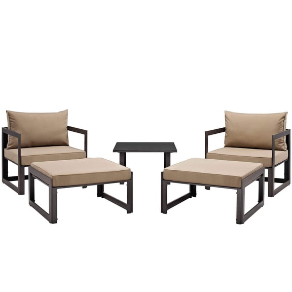 Modway Fortuna 5 Piece Outdoor Patio Sectional Sofa Set