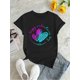 thumbnail image 2 of 1pc Women'S Fashion Gradient Heart Print T-Shirt, Casual Crew Neck Short Sleeve Top, Polyester Knit Fabric with Medium Stretch, All-Season Comfort Fit Tee, 2 of 6
