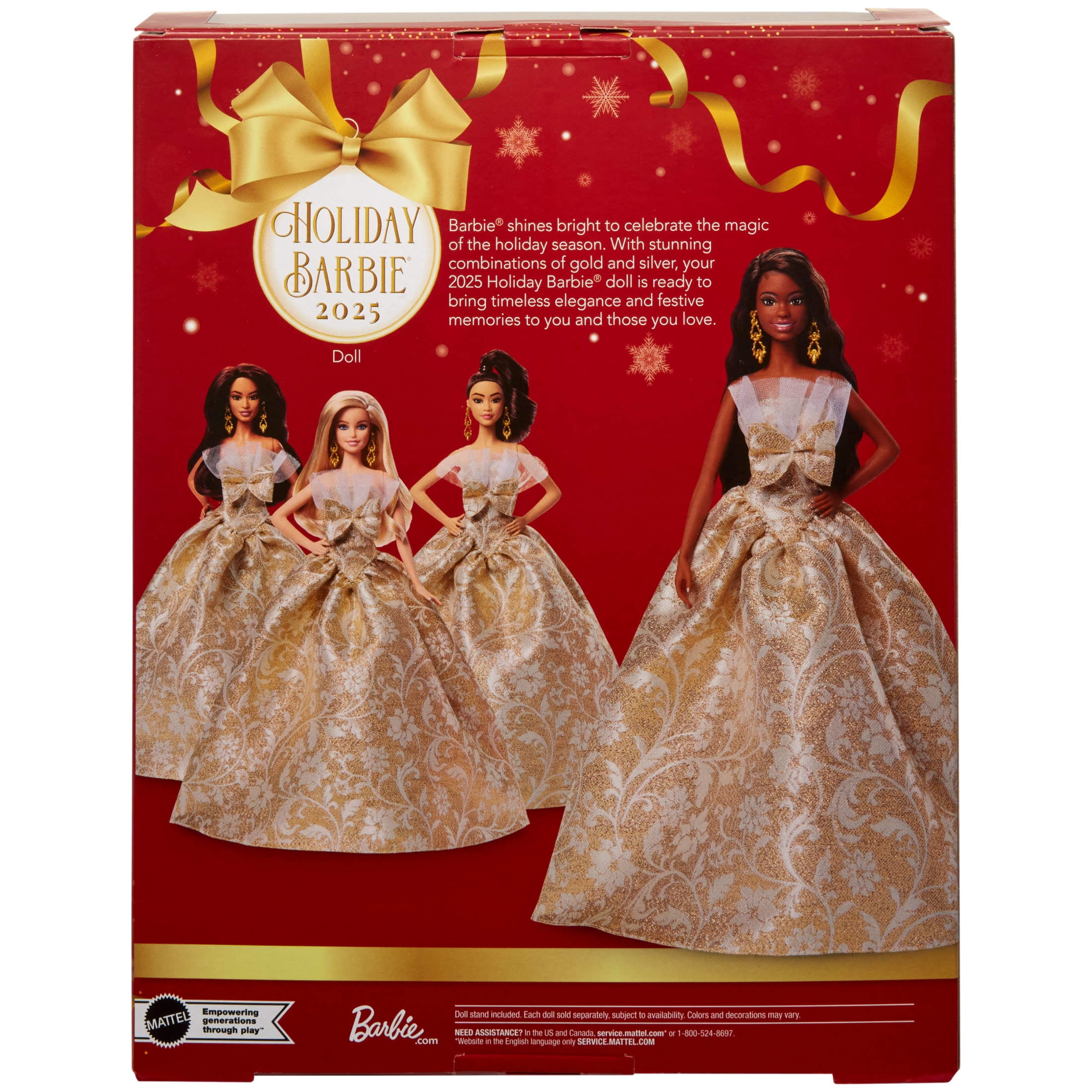 Barbie - Brandclub - Barbie Signature 2025 Holiday Barbie Fashion Doll,  Seasonal Collector, Black Hair with Silver & Gold Gown