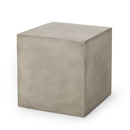 Noble House Massey Outdoor Lightweight Concrete Side Table, Light Gray