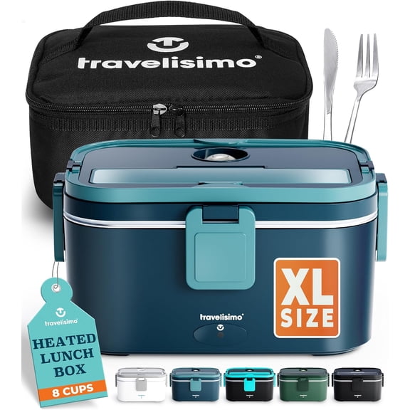 Extra-Large Electric Lunch Box For Adults Holds up to 8 Cups - 80W Heated Lunch Box 1.8L Electric Food Warmers for Travel & Work, Portable Food Warmer - Loncheras Para Hombres De Trabajo