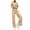 Khaki, variant on MIUOWANP Two piece Sets for Women Women's Casual Loose Solid Color Linen Shirt Long Sleeved Pants Set