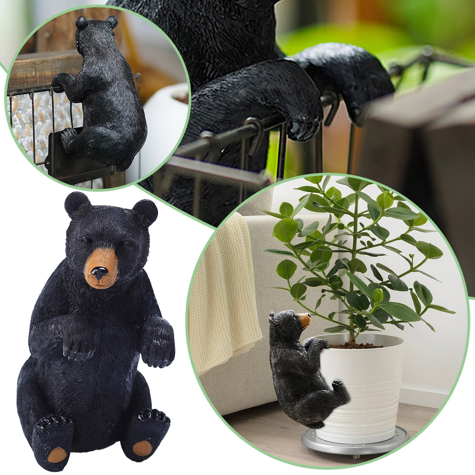 Christmas decorations Black Bear Figurine Bear Home Garden Decor Bear Statue Rustic Potted