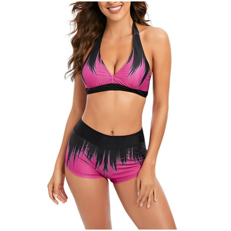 

Finelylove Womens Bikini Swimsuits Padded Sport Bra Style Bikini Purple XXL