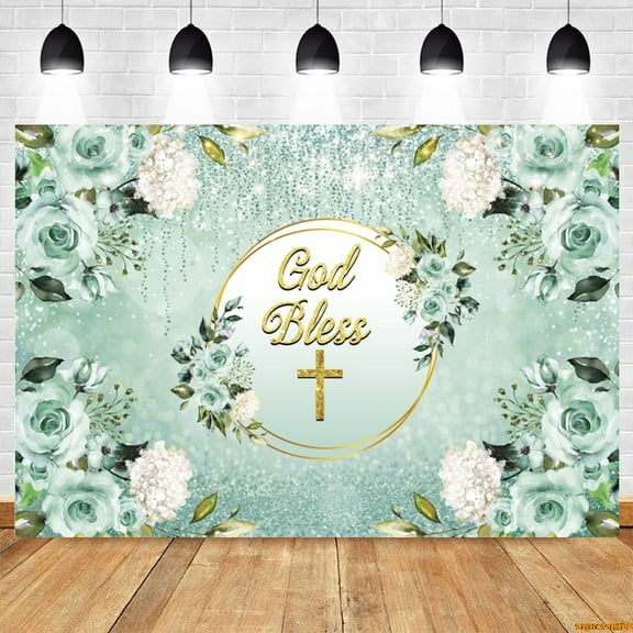 Girl Boy Holy Communion Backdrop My Baptism God Bless Cross Dove Baby Shower Birthday Party Custom Photography Background r