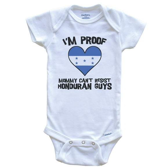 I'm Proof Mommy Can't Resist Honduran Guys Honduras Flag Heart Baby Bodysuit, 0-3 Months White