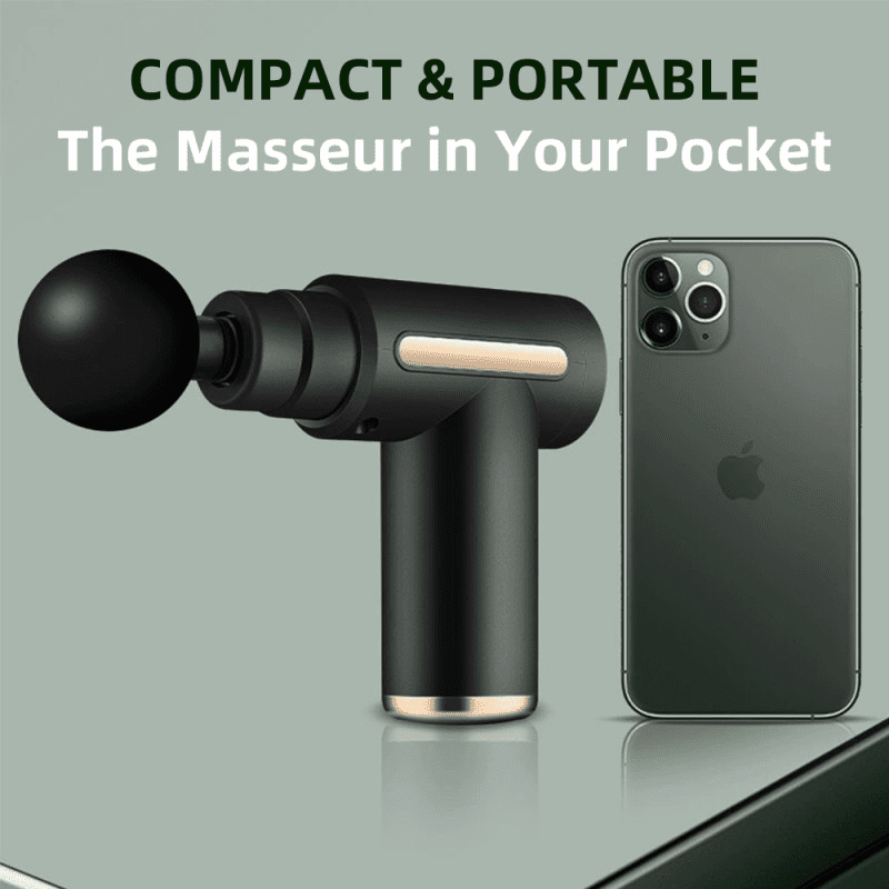 Portable Massage Gun, 6-Speed Muscle Massager with 4 Heads & Type-C, Electric Muscle Massager Gun, Quiet Mini Massager for Neck Back Shoulder Relief, Home Office Travel Use