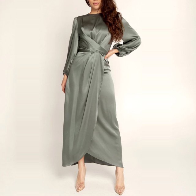 TIMIFIS Bonnets pour Femmes Mode Féminine Robe à Manches Longues en Satin Doux pour la Taille et la Cheville