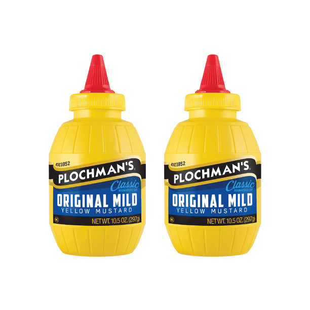 Plochman's Original Mild Classic Yellow Mustard, Classic Signature Zip, 10.5 Ounce Bottle, 2
