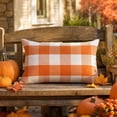 thumbnail image 5 of Outdoor Pillow Covers 12x20 Farmhouse Pillow Covers Fall Orange Plaid Stripes for Couch Sofa Living Room, 5 of 9