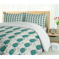 thumbnail image 5 of Ambesonne Ethnic Duvet Cover Sets, Russian Dolls Pattern Folk, 2-King, Teal Coral and White, 5 of 7